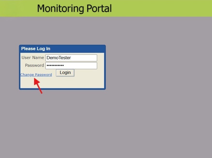 monitoring portal password reset